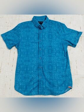 Robert Graham Teal Blue Short Sleeve Button-Down Shirt